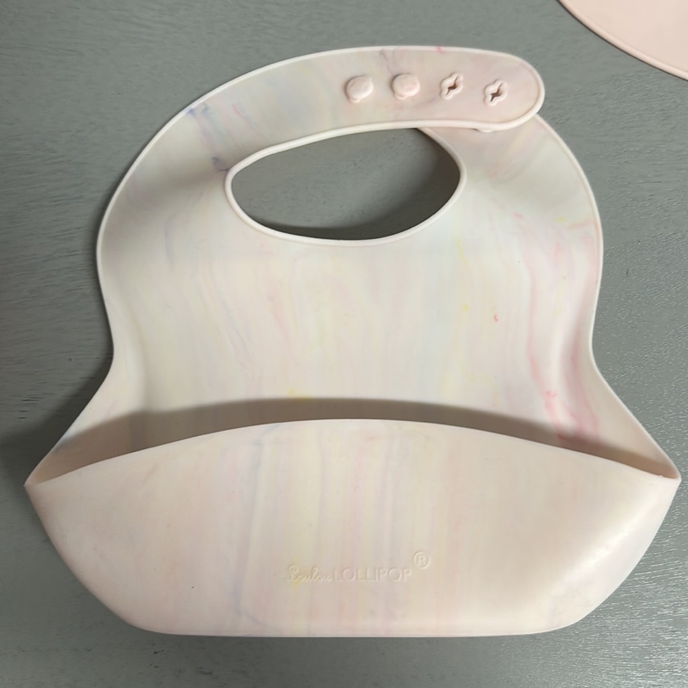 Silicone Baby Bib with Pocket Set of 3 - Picture 3 of 4